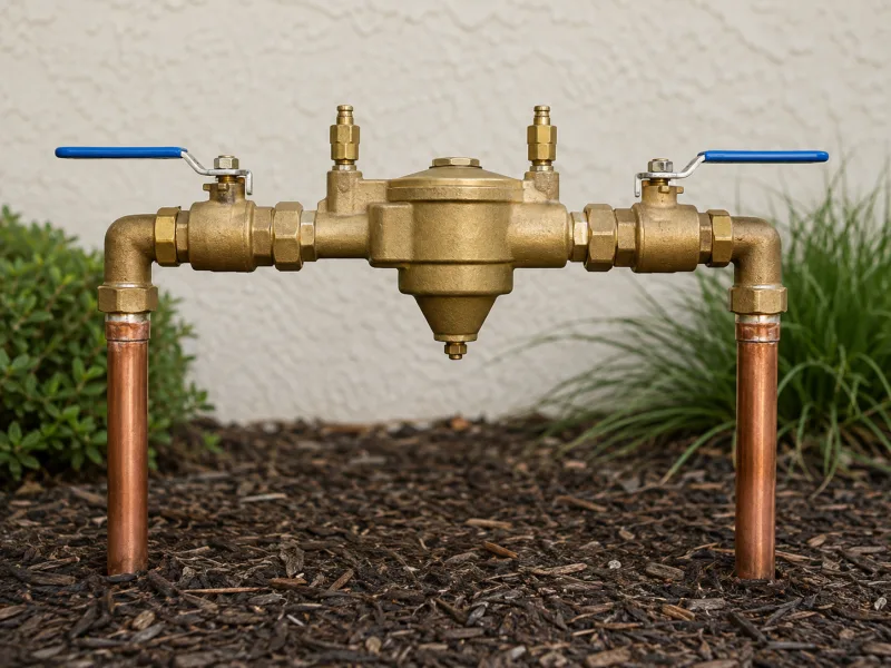 Backflow preventer assembly installed to the water utility's requirement for an irrigation system